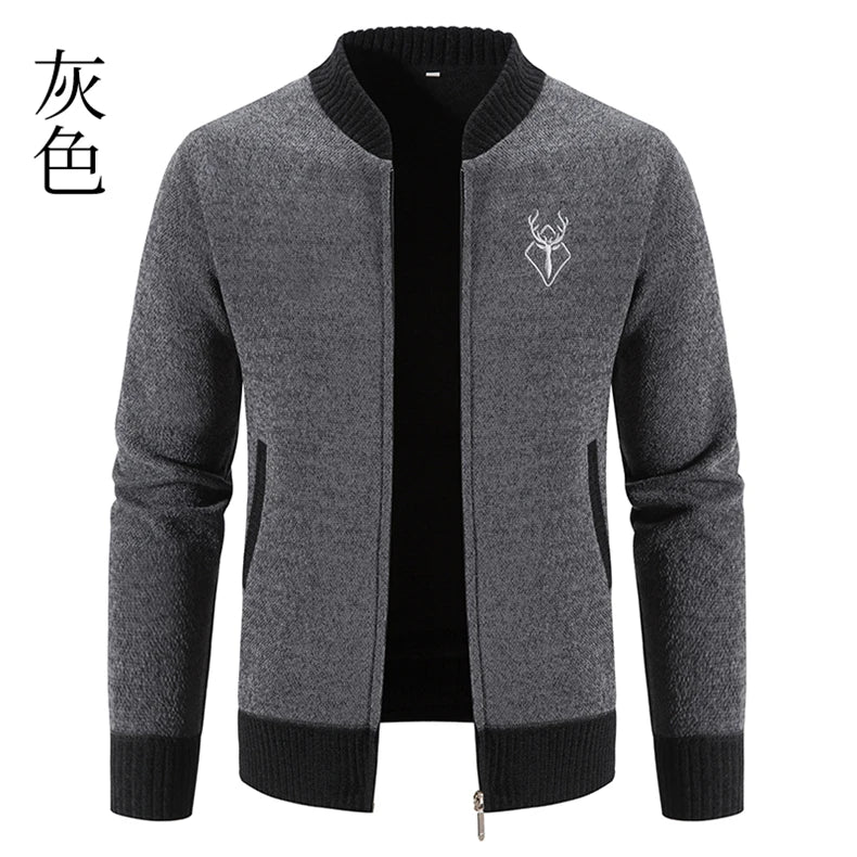 Mens Cardigan Sweater 2024 Autumn Winter Thick Warm Zipper Slim Fit Knitted Jacket Male Fleece Sweater Coat Jacket Men Clothing GONZALES ONLINE SHOP