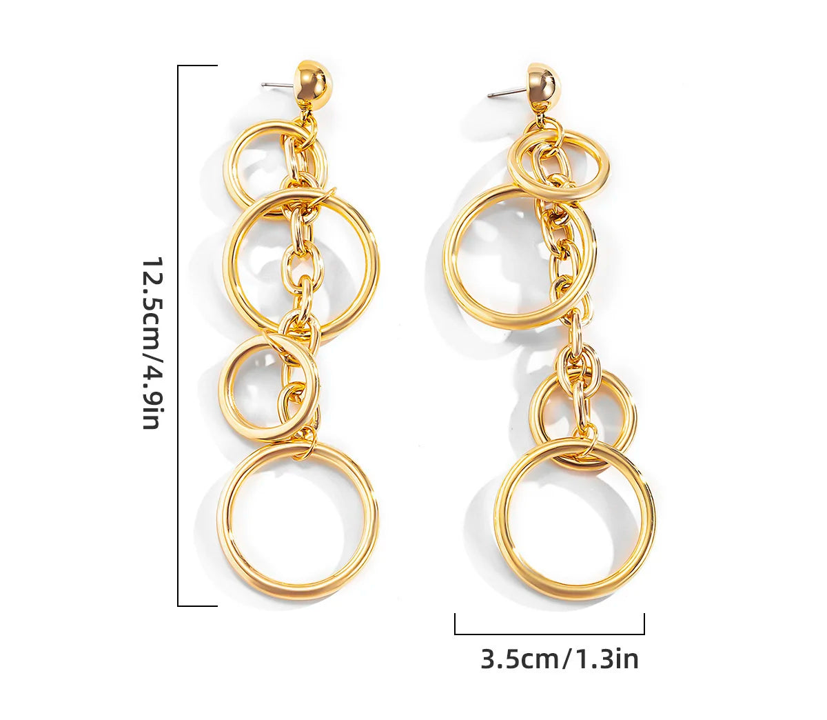 SHIXIN Punk Long Big Circle Link Chain Earrings for Women Hiphop Statement Large Drop Earrings Fashion 2021 Earring Jewelry Gift GONZALES ONLINE SHOP