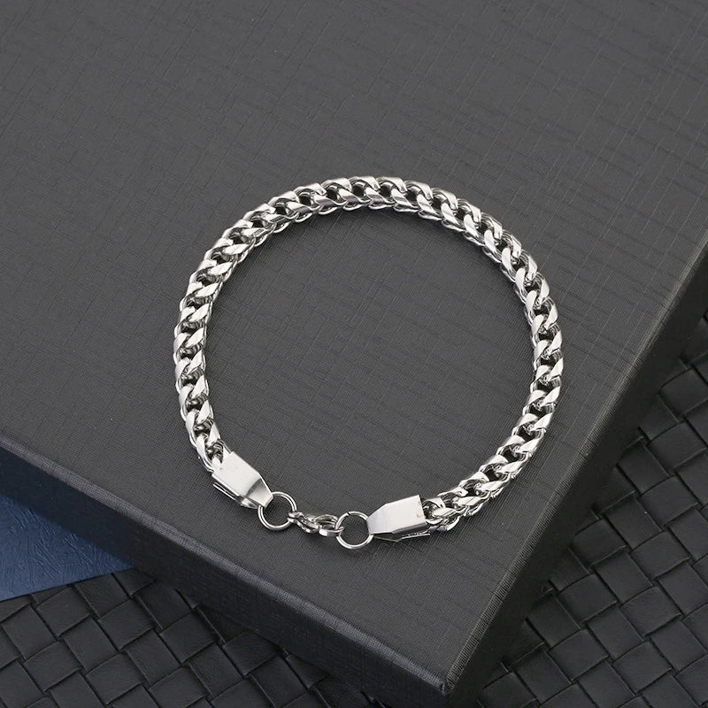 Fashion Stainless Steel Whip Chain Bracelet Personalized Simple Men's Hip Hop Casual Titanium Steel Jewelry Gift for Friends GONZALES ONLINE SHOP