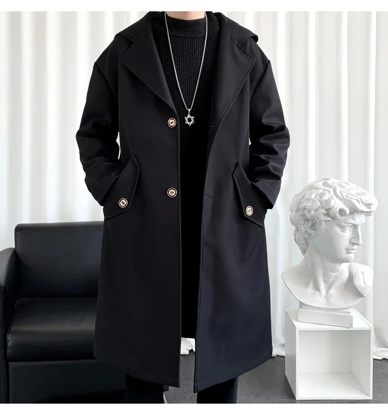 Long Mens Trench Coat British Style Overcoat Outwear Windbreakers S-3XL GONZALES ONLINE SHOP