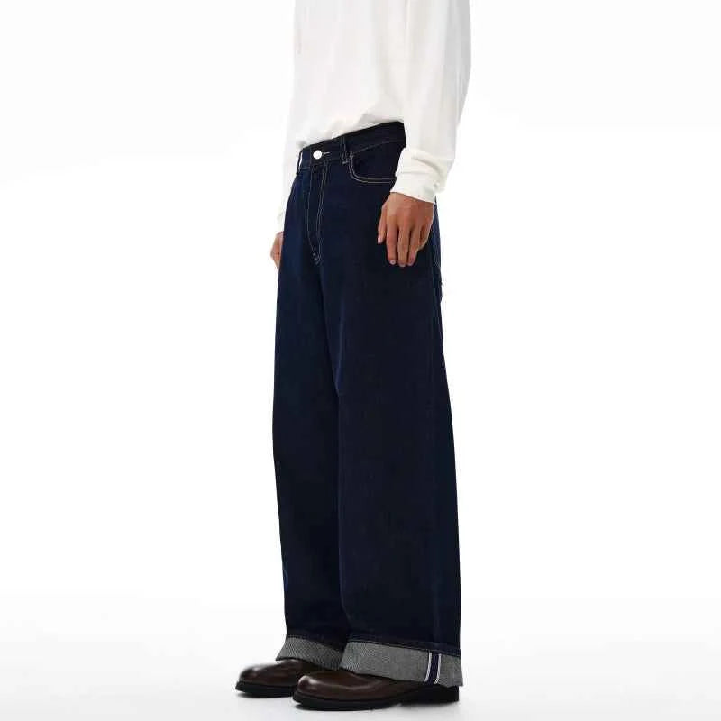 Non-fading Original Color Jeans Men's High Quality Loose Straight Denim Pants Classic American Retro Wide Leg Autumn Trousers