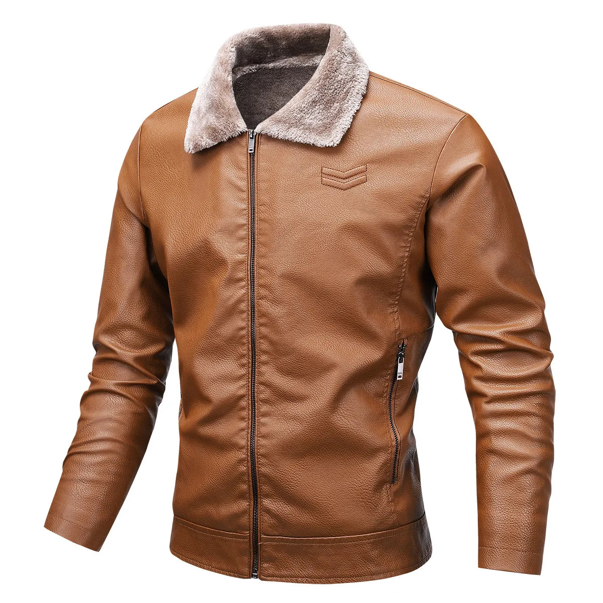 MaiDangDi Men's Leather Jacket with Plush Lining  Motorcycle Style Top  Artificial Leather Jacket Mens Fur Coat  Winter Men GONZALES ONLINE SHOP