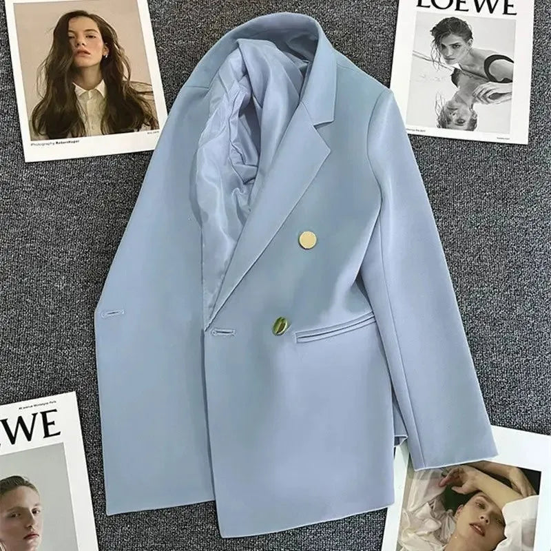 Women Suit Blazer Elegant Coat 2025 Spring Autumn Fashion Korean Blazer Luxury Double Breasted Jacket Solid Ladies Tops Clothes GONZALES ONLINE SHOP