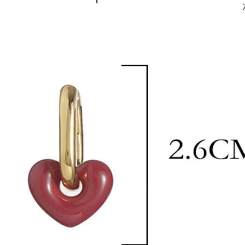 Chic Red Tiny Heart Earrings For Women Sweet Simple Love Shape Hoop Earrings Fashion Geometric Earrings Party Round Ear Jewelry GONZALES ONLINE SHOP