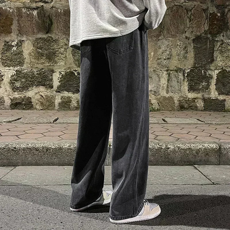 Men's Jeans Korean Version Student Casual Pants High Street Straight Loose Wide Leg Jeans Black Grey Blue Baggy Jeans GONZALES ONLINE SHOP