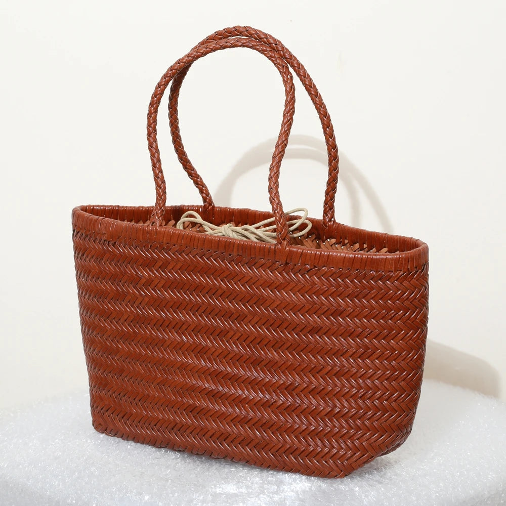 Handbags Women's Genuine Leather Shoulder Bag Weaving Casual Shopping Bag Vintage Big Tote Purse Cowhide Cross Hand Bags Lady GONZALES ONLINE SHOP