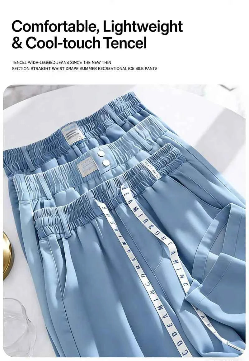High Waist Straight Leg Denim Jeans Ice Silk Yoga jeans Summer Thin Wide Leg Pants Women's Fashion Comfortable Fit Jeans