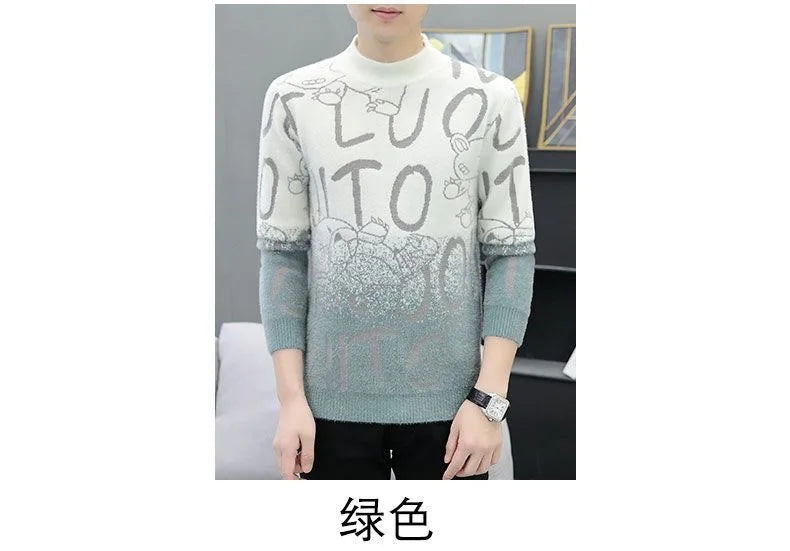 2024 Autumn/Winter New Fashion Printed Large Size Thick Warm Knitwear Men's Casual Loose Comfortable High Quality Sweater M-3XL GONZALES ONLINE SHOP