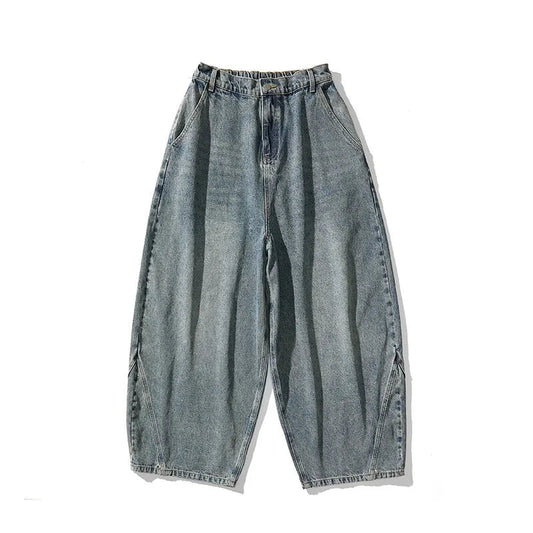 Fashion Denim Wide Leg Pants Men Loose Hip Hop Casual Jeans Streetwear Fashion Elastic Waist Casual Denim Trousers Plus Size 5XL GONZALES ONLINE SHOP