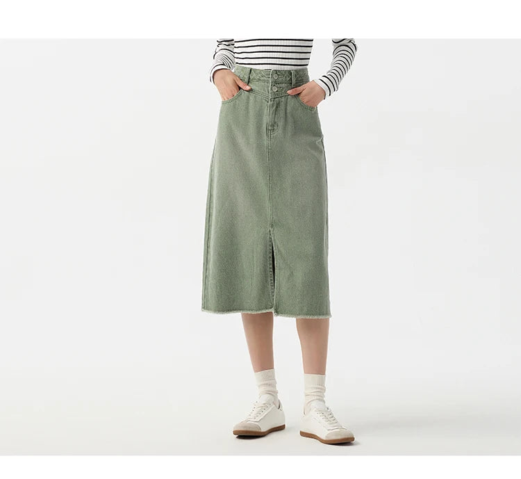 Semir Denim Skirt Women High-waisted Slit 2024 New Spring Straight Skirt GONZALES ONLINE SHOP