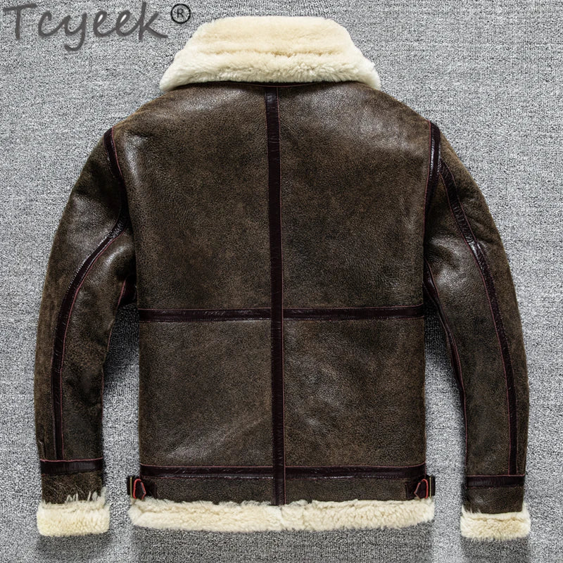 Tcyeek 100% natural genuine male fur jacket.Men winter warm thick wool coat.quality B3 shearling cloth.Plus size Peles GONZALES ONLINE SHOP