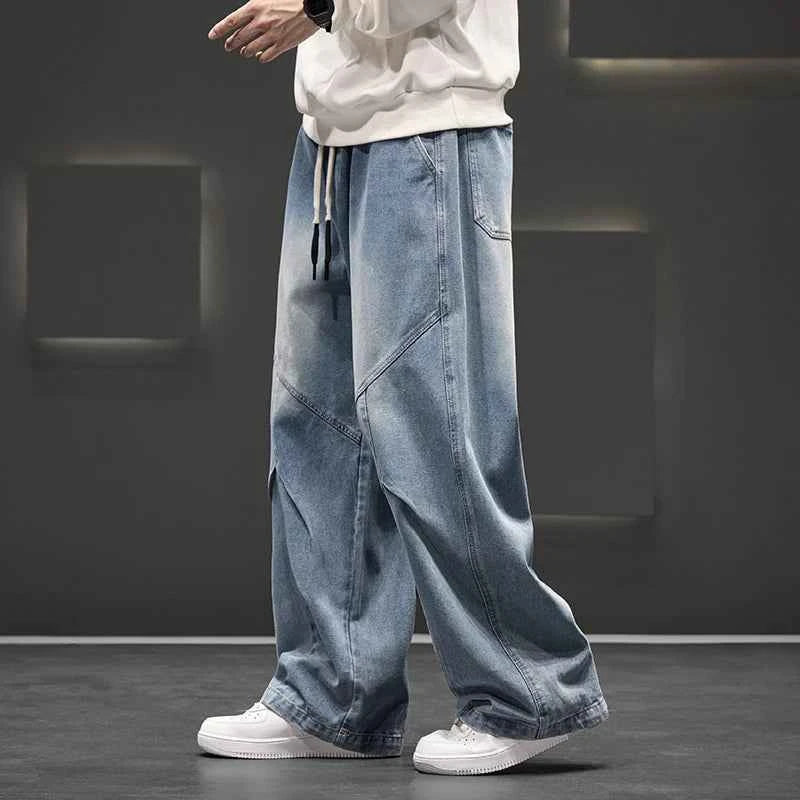 Men's Wide Leg Jeans Loose Casual Oversized Trousers Spring Fashion Streetwear Outdoor Neutral Style Washed Effect