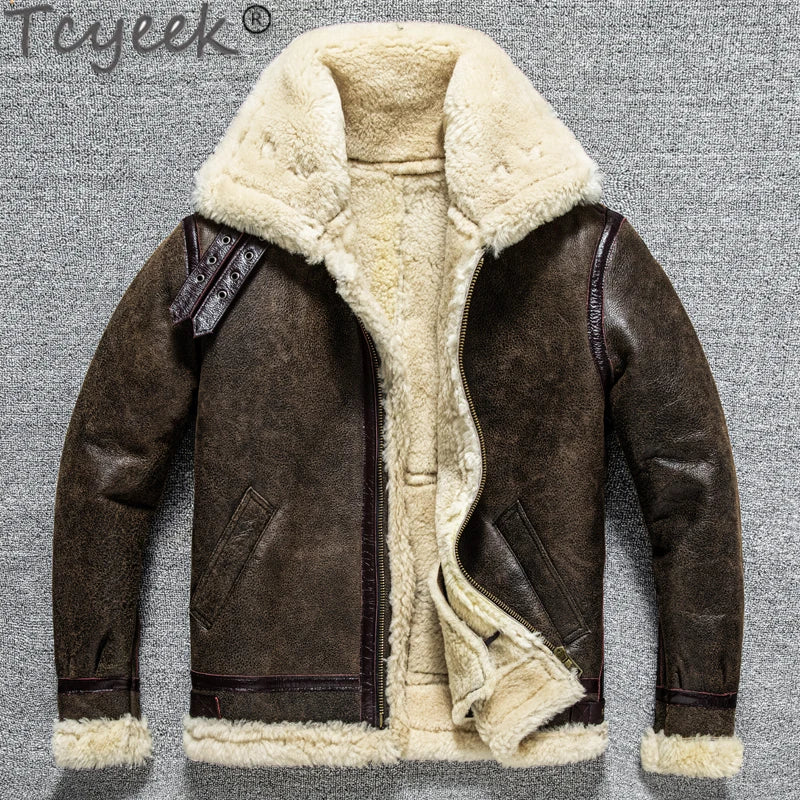 Tcyeek 100% natural genuine male fur jacket.Men winter warm thick wool coat.quality B3 shearling cloth.Plus size Peles GONZALES ONLINE SHOP