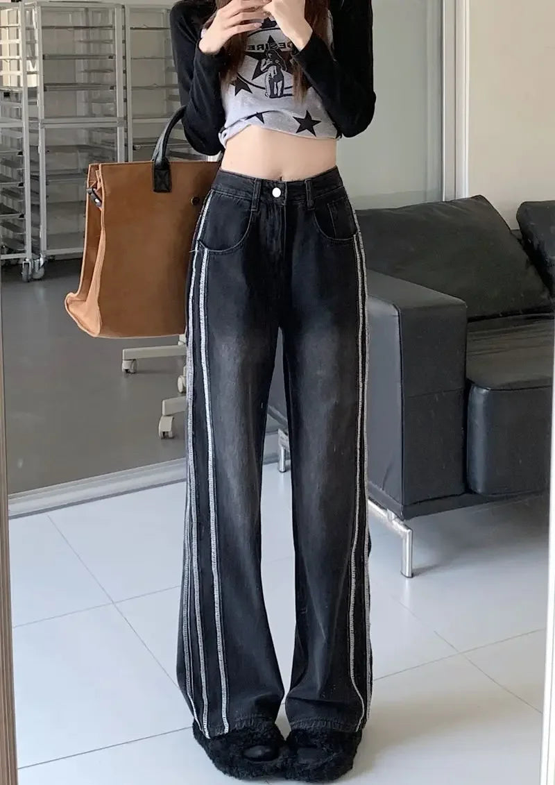 High Waist Shot Trousers Straight Leg Black Pants for Women Cool Fitted Unique 2025 Womens Jeans Korean Style Emo Hippie Cheap R GONZALES ONLINE SHOP