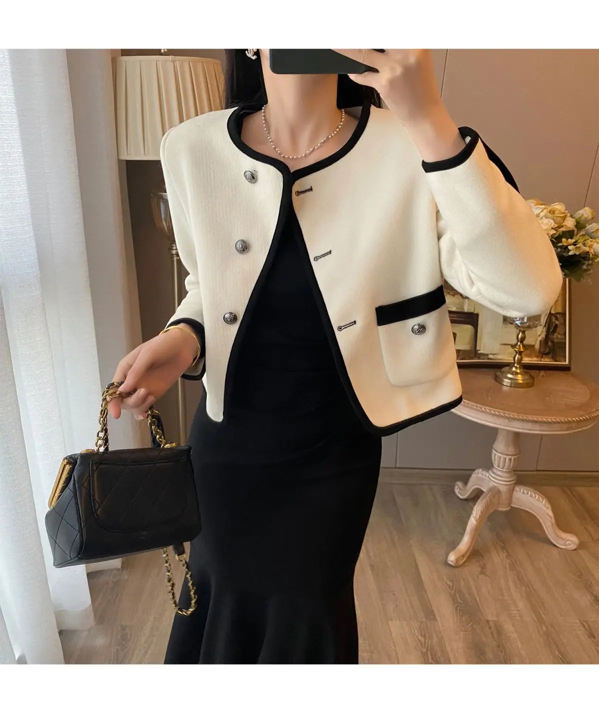 2024 Autumn New Women's Clothing Matching Sets French Graceful Slim Coat Black Mermaid Dress Suit Lady Jacket Dresses Outfits GONZALES ONLINE SHOP