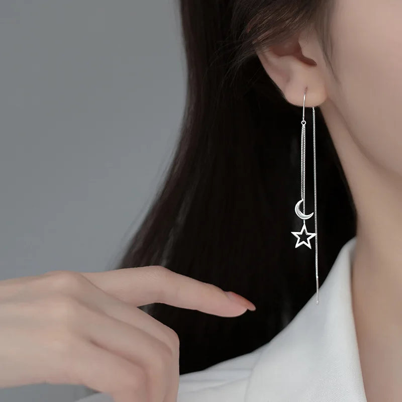 New Fashion korean earrings for Women luxurious Chain Tassel Drop Earrings Retro Silver Color Hanging earrings 2022 trend Jewelr GONZALES ONLINE SHOP