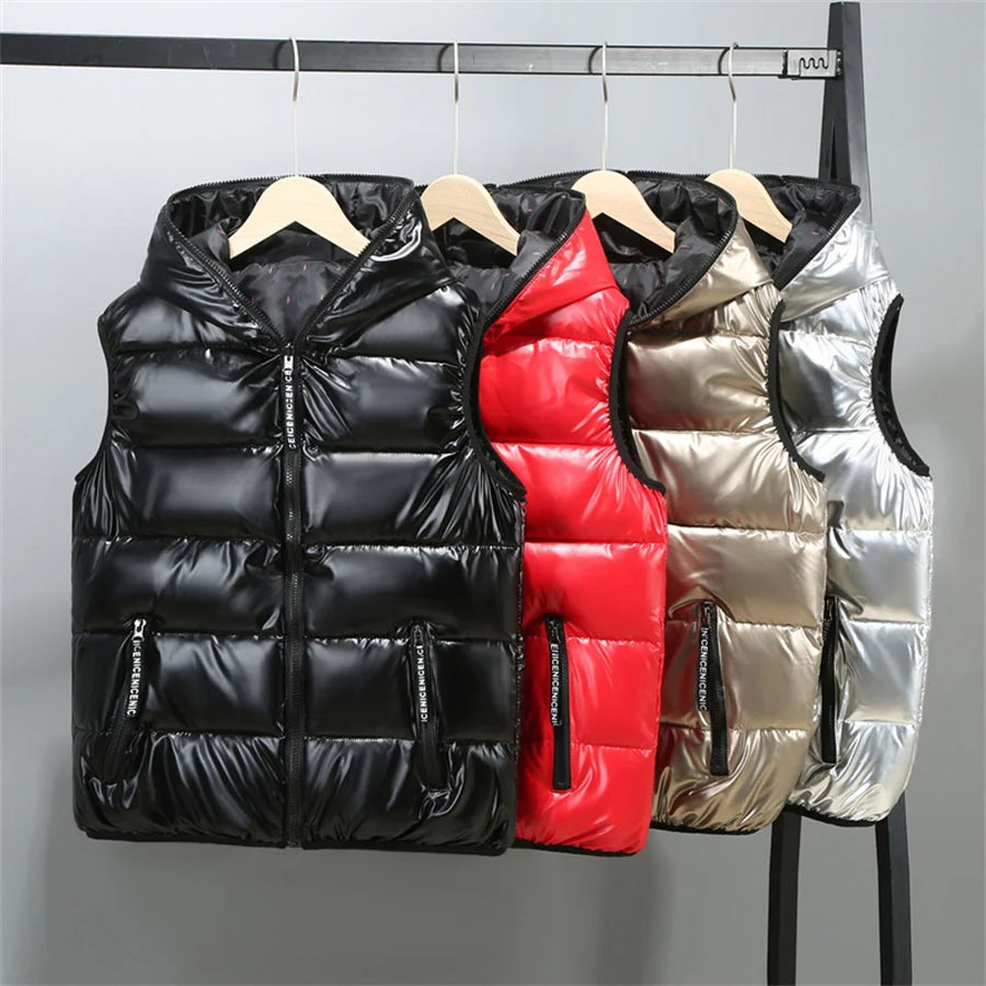 2024 New Men Winter Vests Hooded Glossy Cotton Padded Sleeveless Coat Male Waterproof Thick Warm Waistcoat Men's Clothing 6XL GONZALES ONLINE SHOP