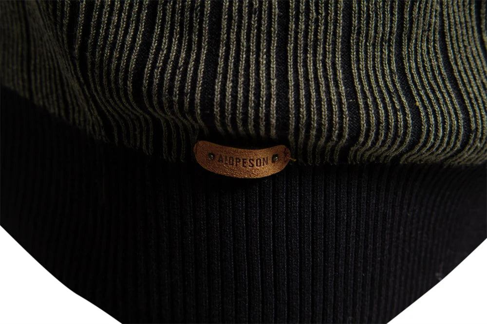 AIOPESON New Design Mens Mock Neck Cotton Pullover Sweaters Autumn Winter Warm Stripped Sweater for Men GONZALES ONLINE SHOP