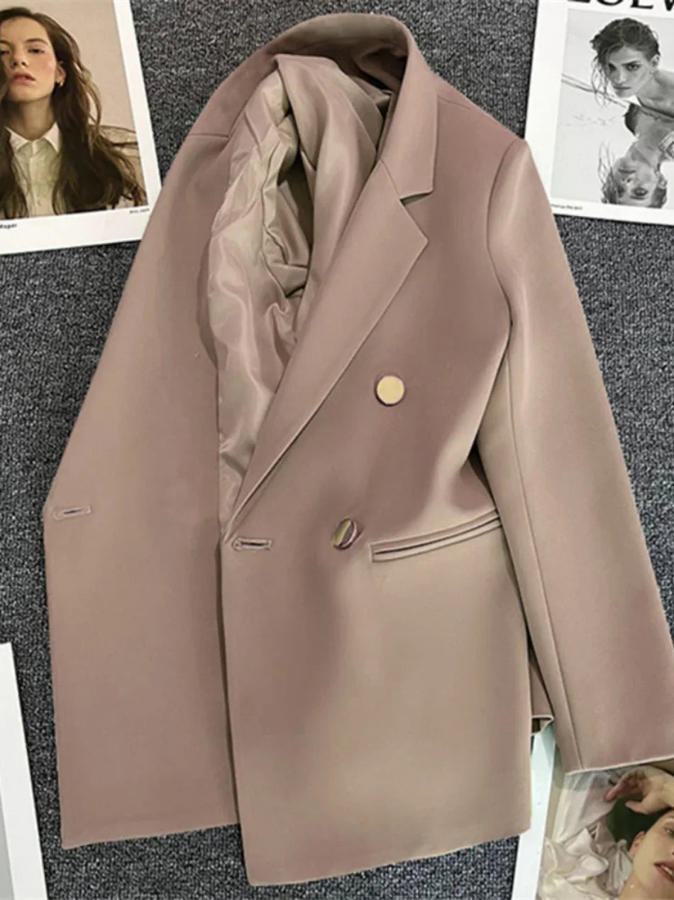 Women Suit Blazer Elegant Coat 2025 Spring Autumn Fashion Korean Blazer Luxury Double Breasted Jacket Solid Ladies Tops Clothes GONZALES ONLINE SHOP