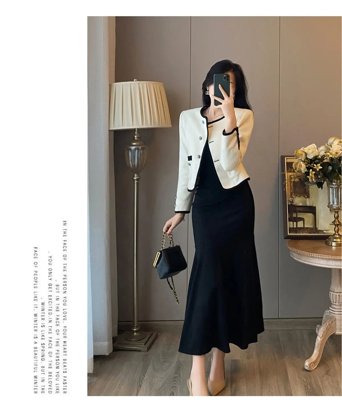 2024 Autumn New Women's Clothing Matching Sets French Graceful Slim Coat Black Mermaid Dress Suit Lady Jacket Dresses Outfits GONZALES ONLINE SHOP