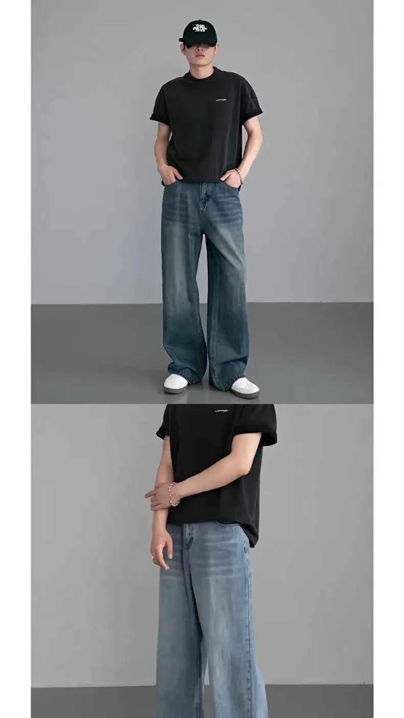 Black Jeans Men's Wide-leg Pants American Retro Washed Cleanfit Loose Straight 2025 Spring and Summer New