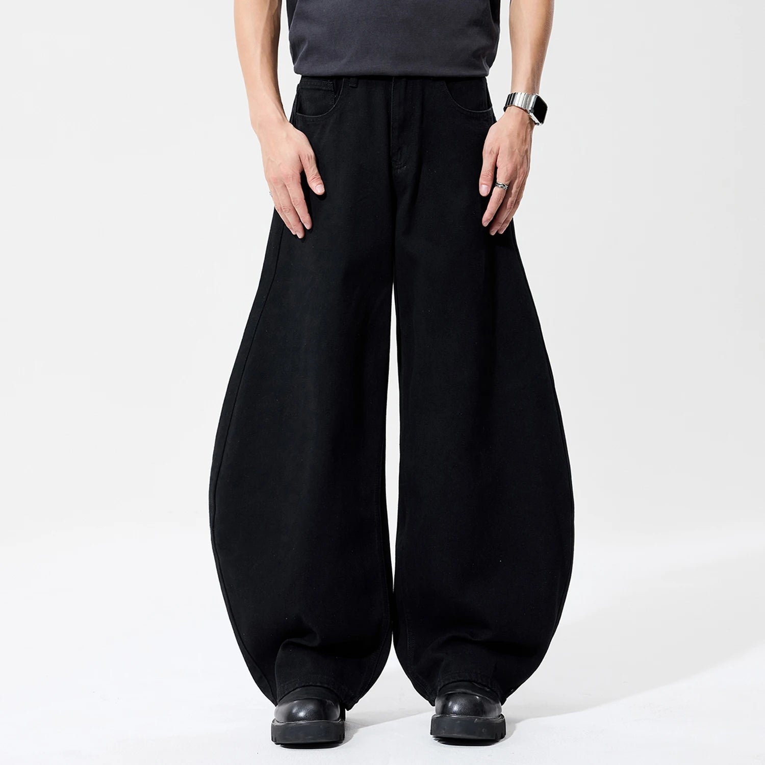 2026 Spring Summer Men's Retro Grey Black Baggy Wide Leg Jeans American Street Baggy Goth Pants Man Designer Jeans Denim Pants GONZALES ONLINE SHOP