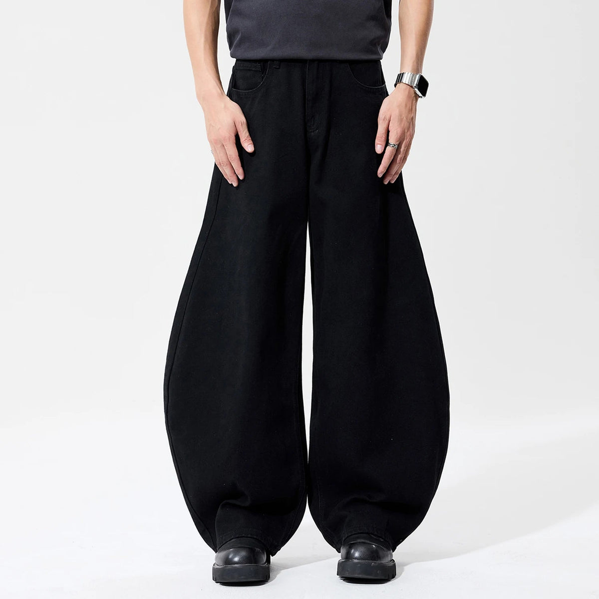 2026 Spring Summer Men's Retro Grey Black Baggy Wide Leg Jeans American Street Baggy Goth Pants Man Designer Jeans Denim Pants GONZALES ONLINE SHOP