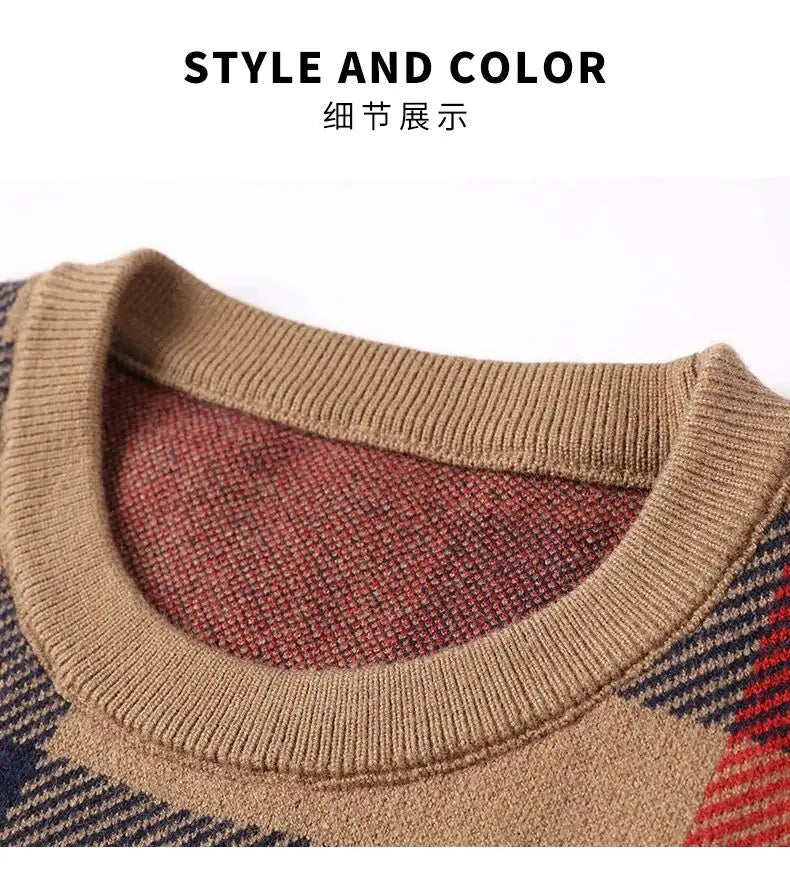 High Quality Luxury Men's Knitted Pullover Autumn Winter O-Neck Striped Wool Sweater British Casual Fashion Versatile Knitwear GONZALES ONLINE SHOP