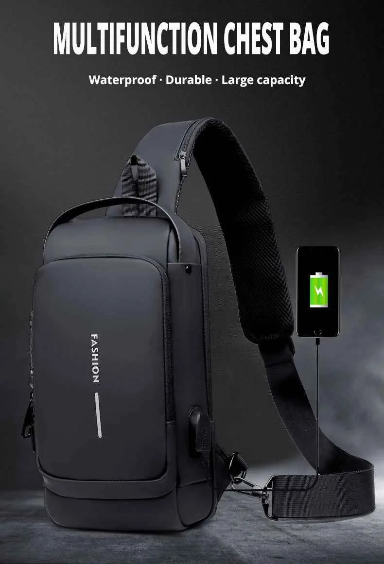 New Brand Designer Men Crossbody Bag PU Leather Classic Anti-Theft Shoulder Bag Chest Bag Multifunctional for Men