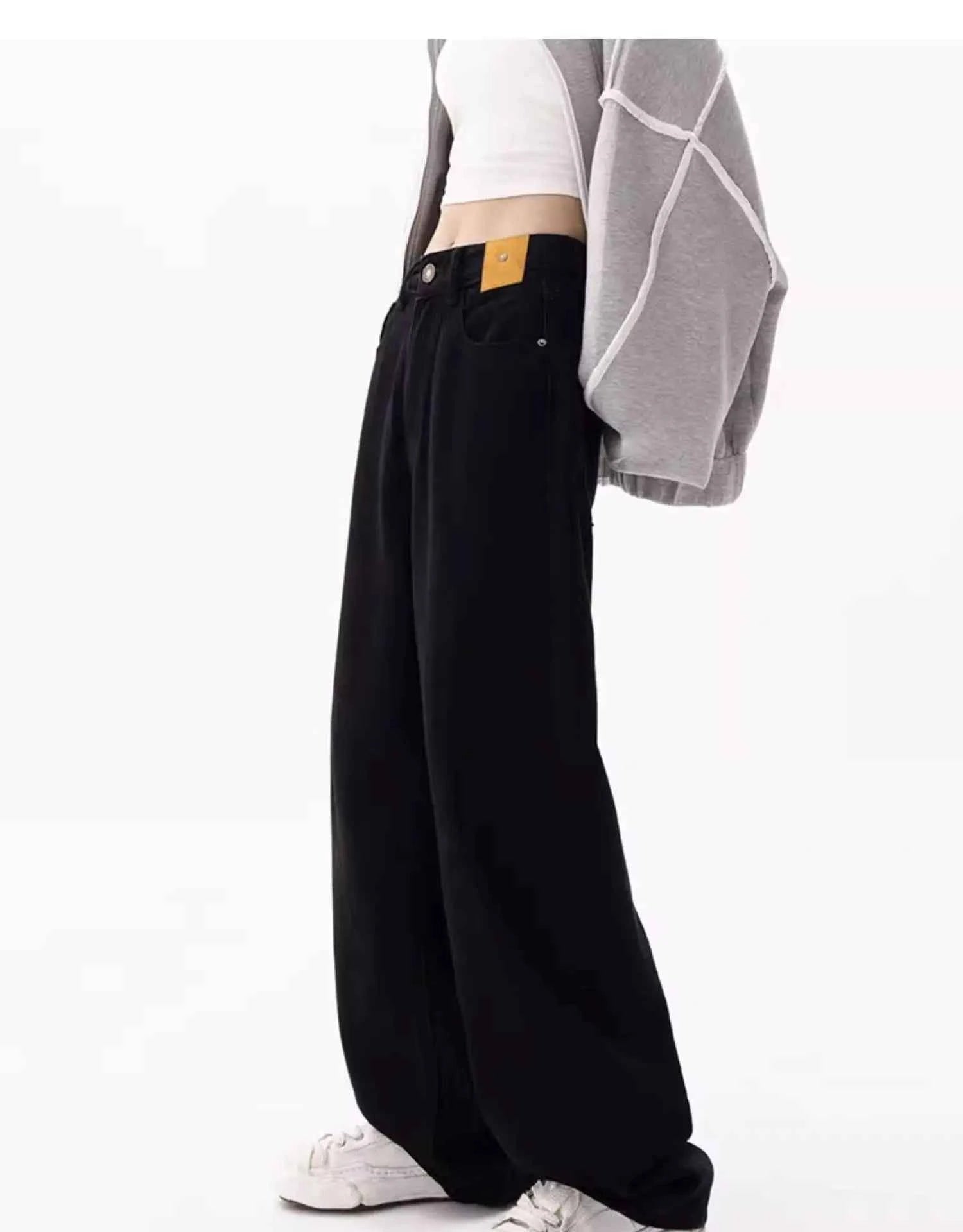 Black Baggy Jeans Women Y2K Harajuku Hippie Korean Oversize Wide Leg Denim Pants Female Casual Kpop Streetwear Trousers