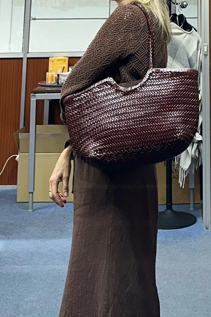 Handbags Women's Genuine Leather Shoulder Bag Weaving Casual Shopping Bag Vintage Big Tote Purse Cowhide Cross Hand Bags Lady GONZALES ONLINE SHOP