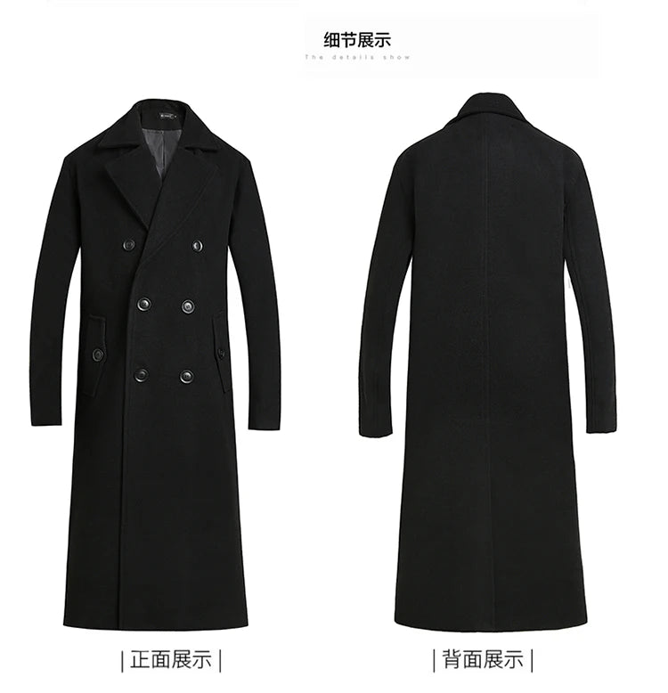 New Fashion Coat Men Wool Coat Winter Warm Solid Long Trench Jacket Breasted Business Casual Overcoat Male Woolen Coat S-4XL GONZALES ONLINE SHOP