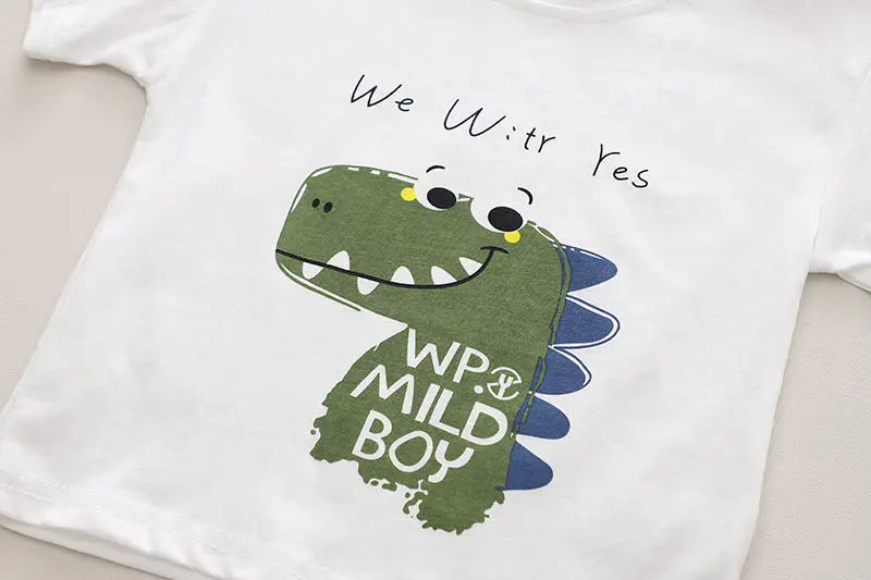 Summer Casual Newborn Baby Boys Toddler Big Dinosaure Short Sleeve Tops Pants 2Pcs/set Cotton Kids Outfits Clothing GONZALES ONLINE SHOP