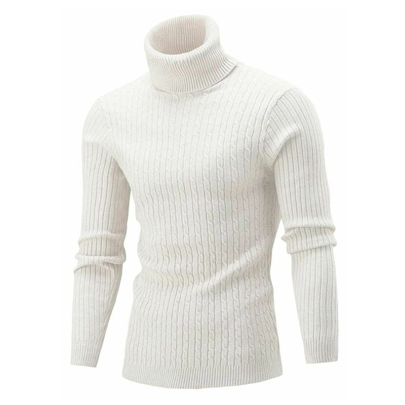 Autumn Winter Men's Warm Sweater Long Sleeve Turtleneck Sweater Retro Knitted Sweater Pullover Sweater GONZALES ONLINE SHOP