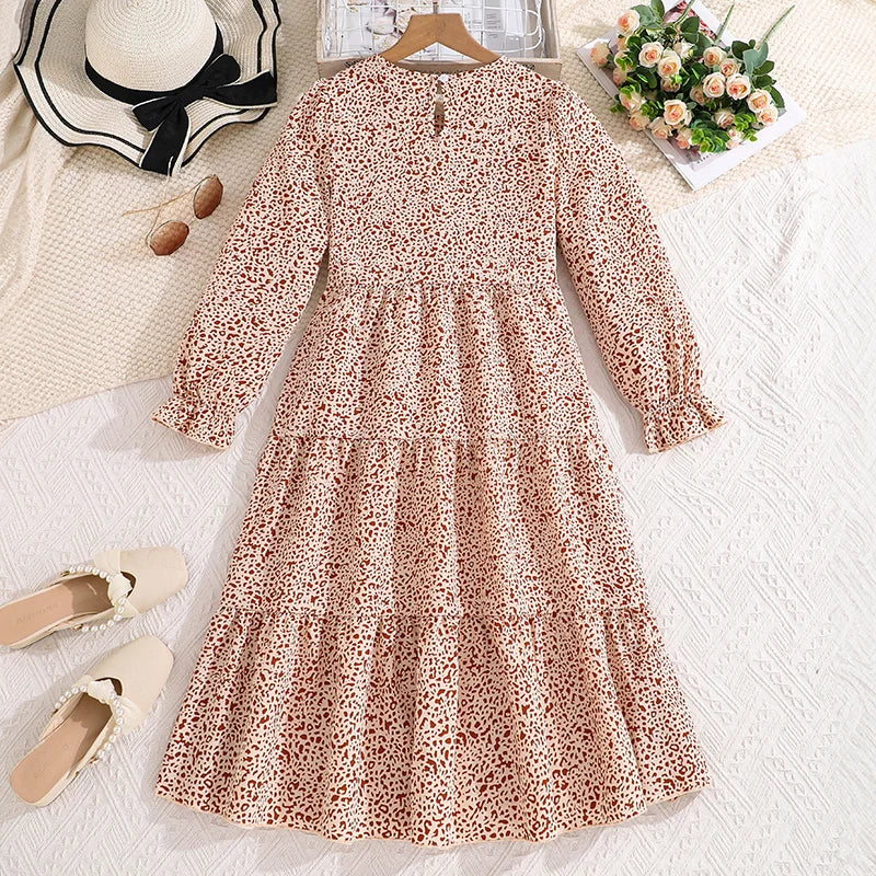 Children's Dress For Girls 8-12 Years O-neck Long-sleeved Dress Comfort Style GONZALES ONLINE SHOP