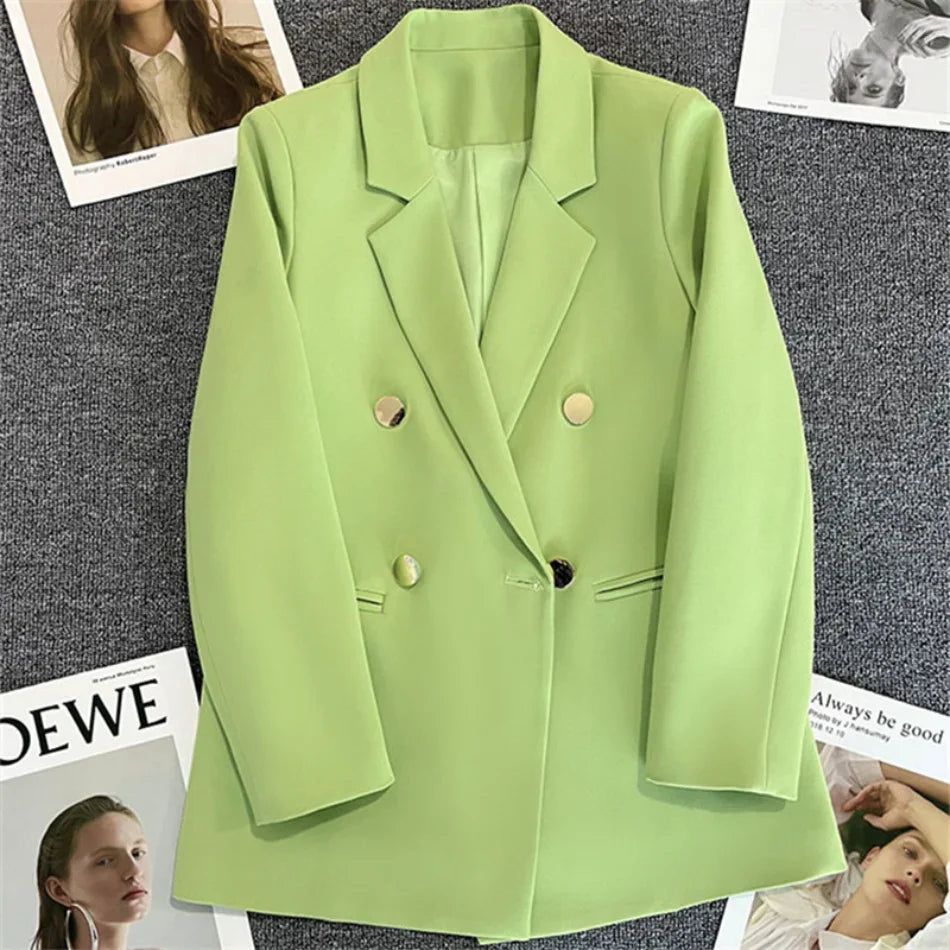 Women Suit Blazer Elegant Coat 2025 Spring Autumn Fashion Korean Blazer Luxury Double Breasted Jacket Solid Ladies Tops Clothes GONZALES ONLINE SHOP
