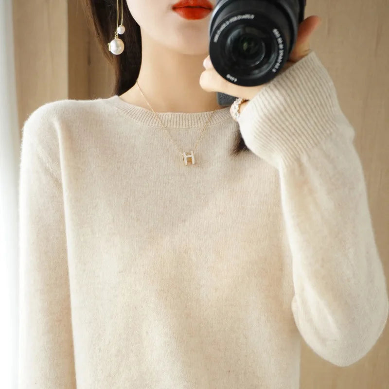 Autumn And Winter Cashmere Sweater Women's Crew Neck Pullover Casual Knitted Top Women's Short Undercoat Fashion 18 Colors GONZALES ONLINE SHOP