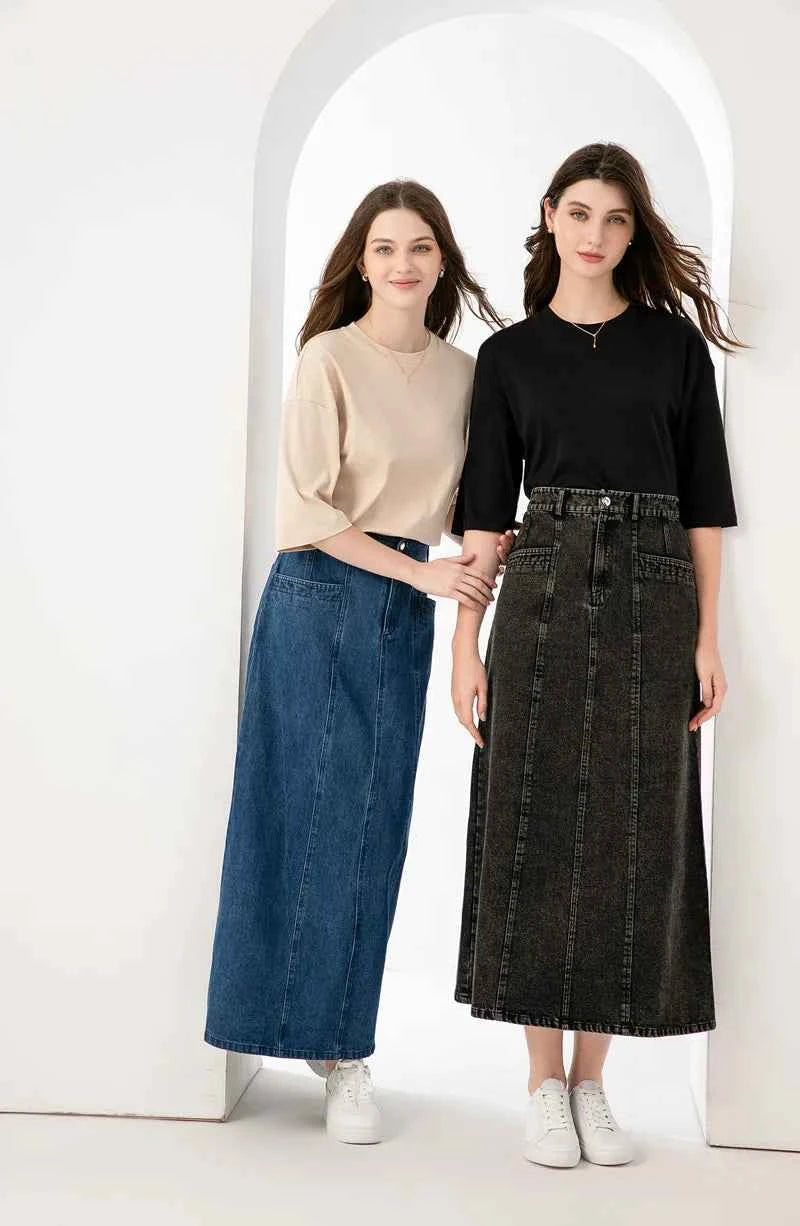 AS AW 2024 spring summer maxi denim skirt for woman clothing no any stretch (ship out in 24 hours)