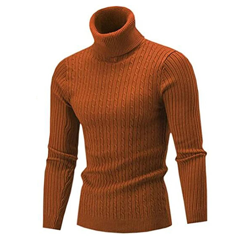 Autumn Winter Men's Warm Sweater Long Sleeve Turtleneck Sweater Retro Knitted Sweater Pullover Sweater GONZALES ONLINE SHOP