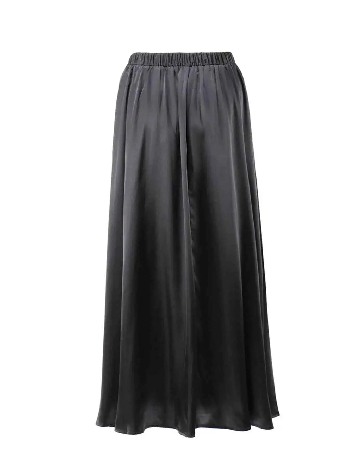 Sexy fashion maxi satin skirt women summer high waist long skirts elegant black white party skirt for woman clothing streetwear