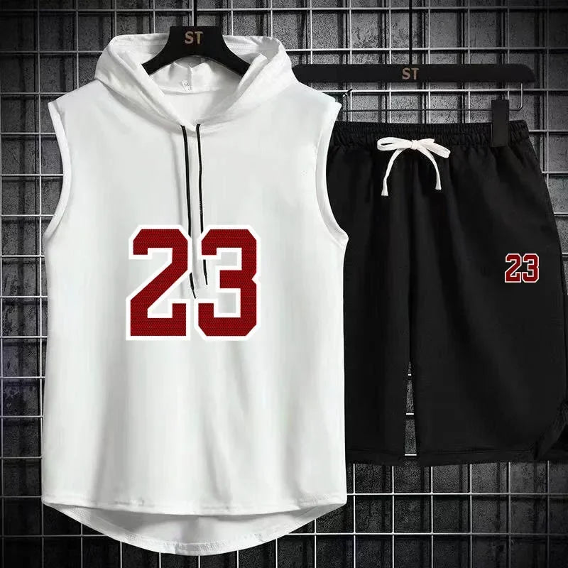 New Summer Men's Two Piece Set Casual T-Shirt and Shorts Set Men Women Sports Suit Fashion Short Sleeve Tracksuit Hooded T-shirt GONZALES ONLINE SHOP