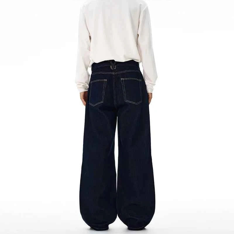 Non-fading Original Color Jeans Men's High Quality Loose Straight Denim Pants Classic American Retro Wide Leg Autumn Trousers