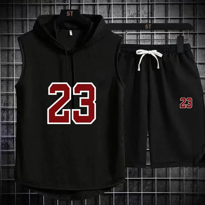 New Summer Men's Two Piece Set Casual T-Shirt and Shorts Set Men Women Sports Suit Fashion Short Sleeve Tracksuit Hooded T-shirt GONZALES ONLINE SHOP