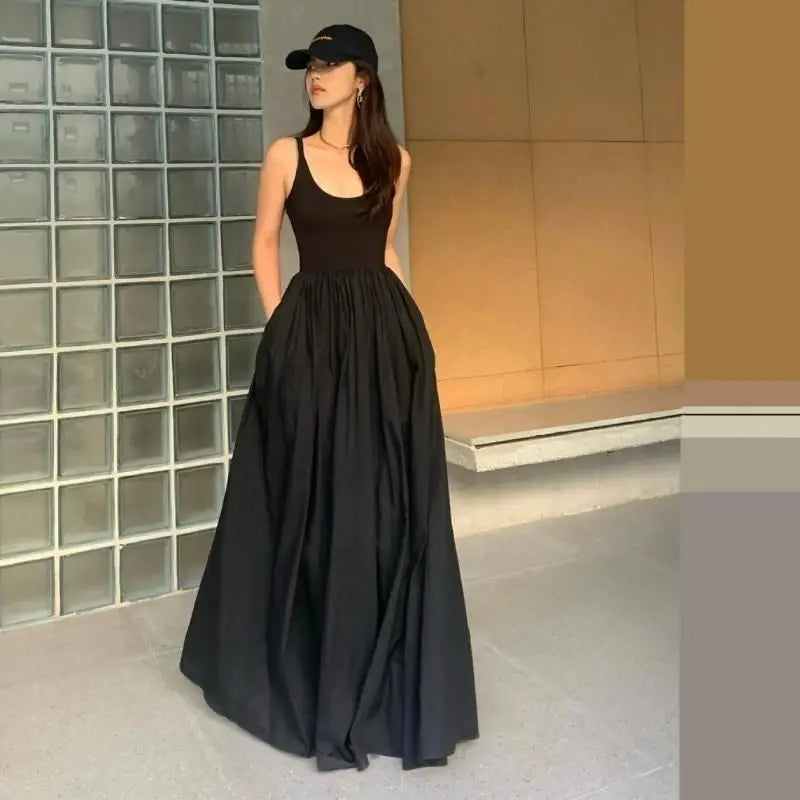 Maxi Dress Women Black Off Shoulder Elegant Summer Beach Style Sleeveless Streetwear Simple Holiday Lady Aesthetic Clothing 2023 GONZALES ONLINE SHOP