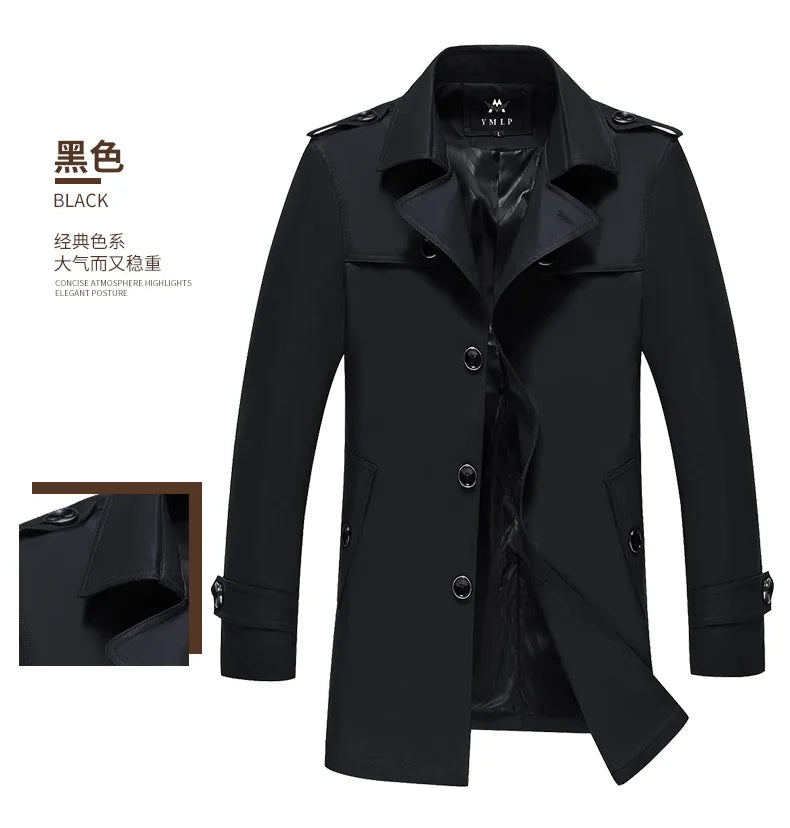 Brand clothing Spring Autumn Men's New Business Long Jacket Casual Windbreaker Jacket Men Trench Coat Men Fashion Overcoat S-4XL GONZALES ONLINE SHOP