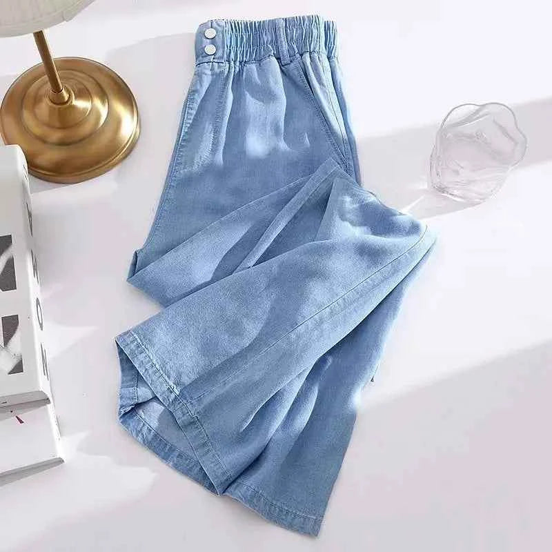 High Waist Straight Leg Denim Jeans Ice Silk Yoga jeans Summer Thin Wide Leg Pants Women's Fashion Comfortable Fit Jeans