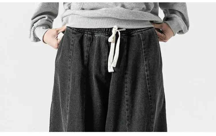 Men Harajuku Wide-leg Jeans Men Oversized Fashion Loose Cargo Denim Pants Male High Street Baggy Trousers Hip Hop Streetwear