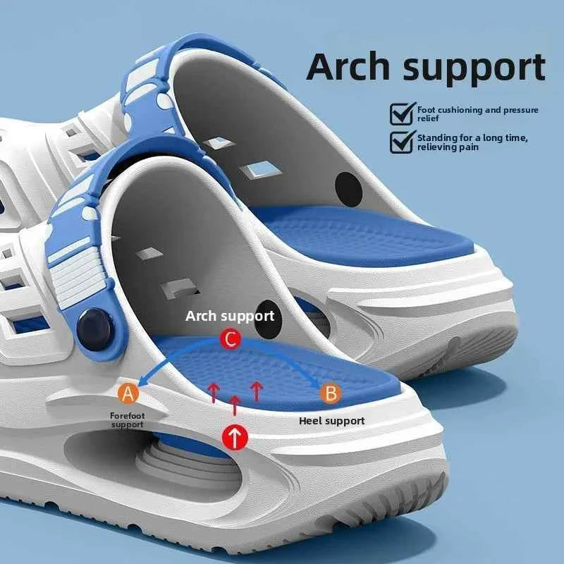 Arch support, anti slip, soft sole, wear-resistant cool slippers for wearing, thick sole breathable odor proof summer hole shoes