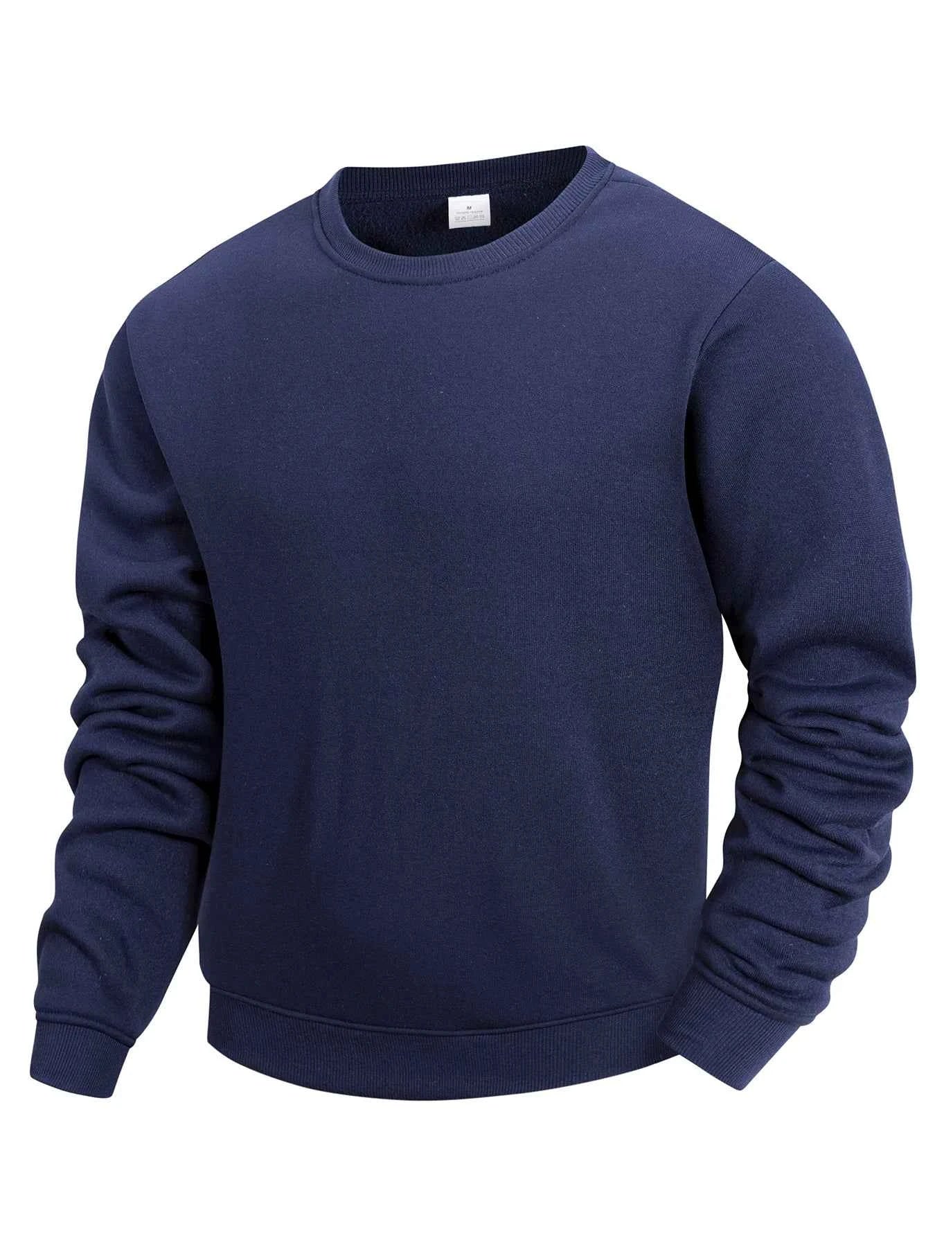 Men's Crew Neck Sweatshirts Solid Color Sweatwear Spring Outdoor Casual Daily Long Sleeve Pullover Hoodie Man Sportswear