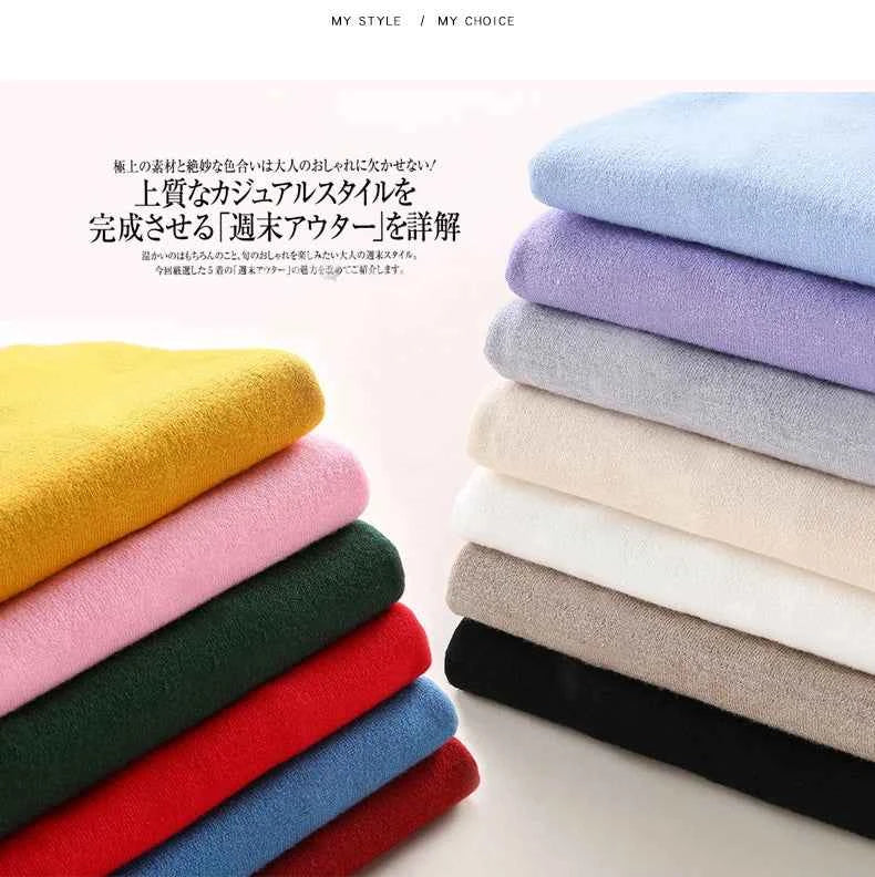 Women Slim O-Neck Solid Pullover Cashmere Wool Blending Sweater Autumn And Winter Long-Sleeved Knit Bottoming Shirt Large Size